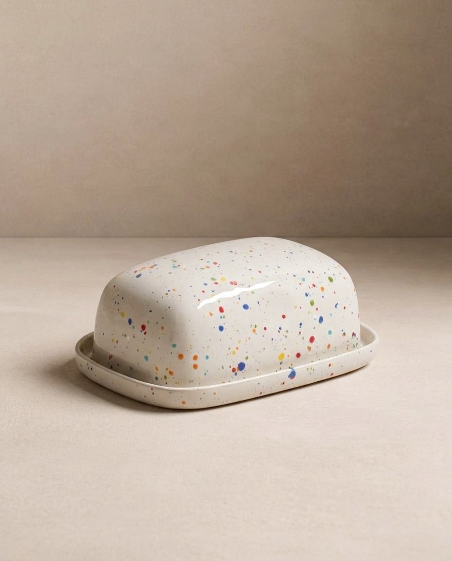 White Butter Dish stoneware ceramic — Party Collection