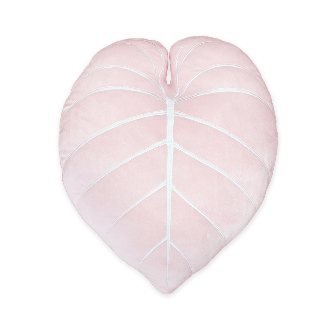 Philodendron Gloriosum Leaf Plush Pillow - Baby Pink - mosswell.us