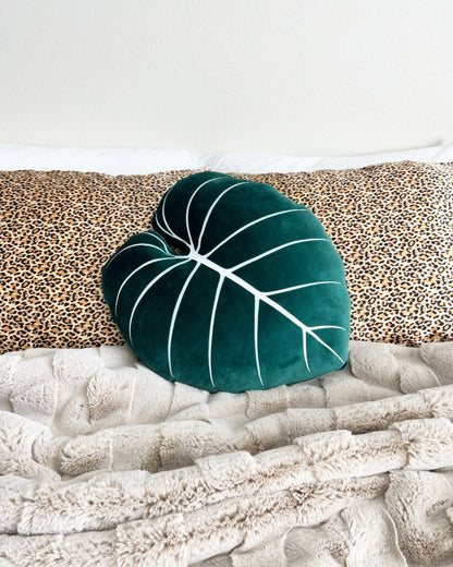 Philodendron Gloriosum Pillow - Forest Green - mosswell.us
