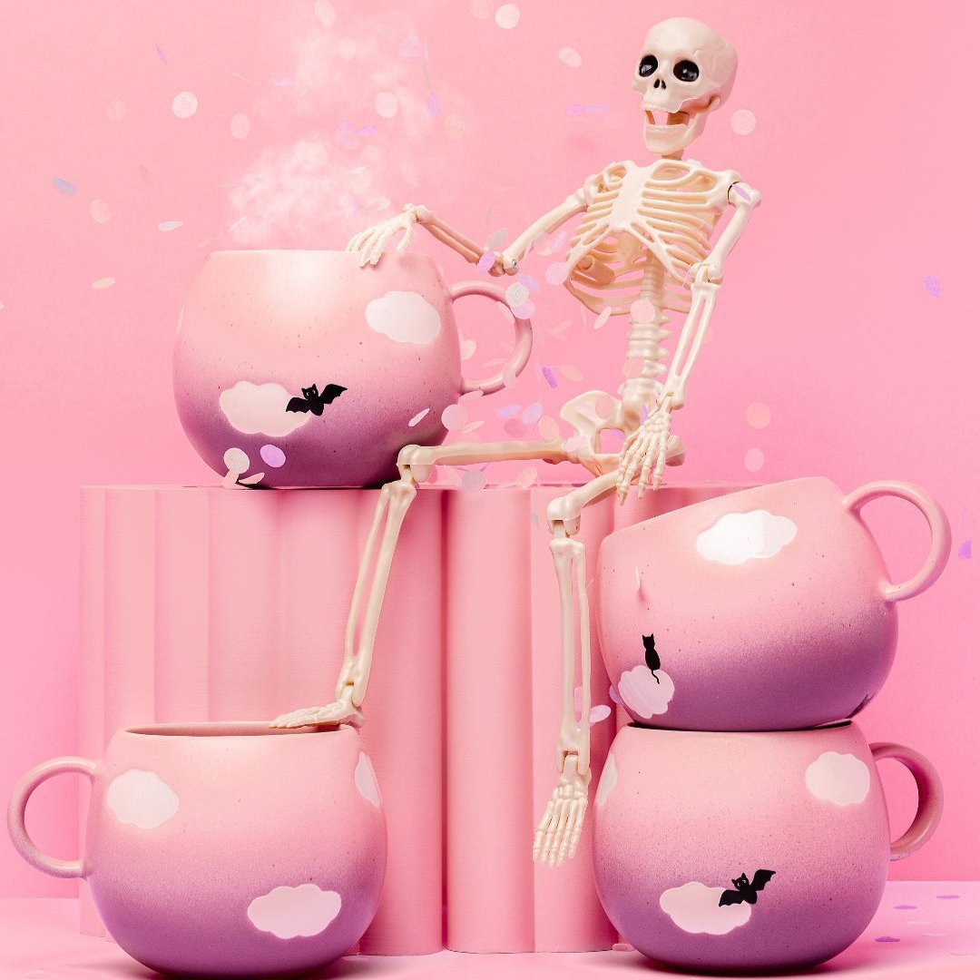 Pink Cloud stoneware ceramic Mug 17oz / 500ml Bat — Halloween Collection - mosswell.us
