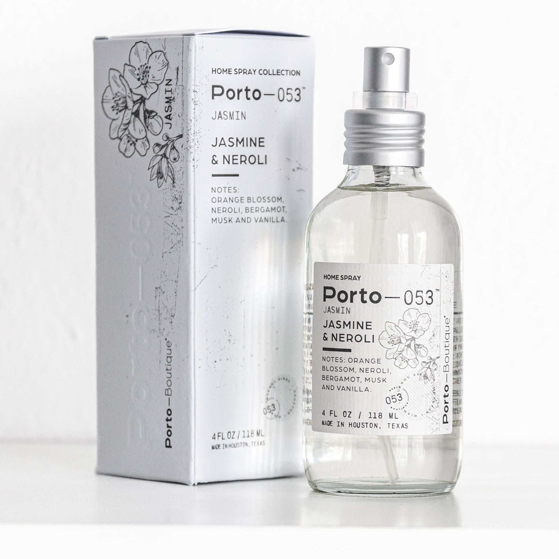Porto - 053 Room Spray – Linen & Fabric Freshener – High Fragrance Concentration – Vegan & Handmade in USA – 4 oz Clear Glass Bottle with decorative box - mosswell.us