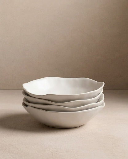 Set of 16 White stoneware ceramic Dinnerware — Pure Collection