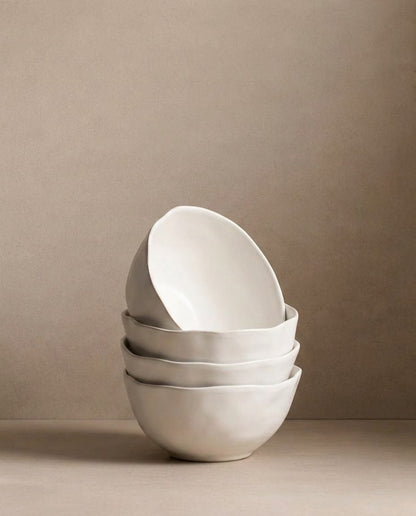 Set of 4 White Bowls 5.9" stoneware ceramic — Pure Collection