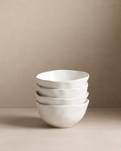 Set of 4 White Bowls 5.9" stoneware ceramic — Pure Collection