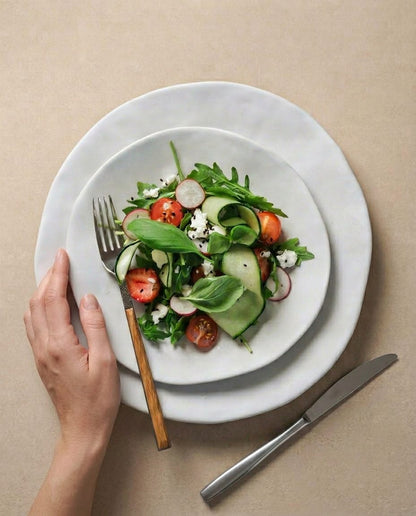 Set of 16 White stoneware ceramic Dinnerware — Pure Collection