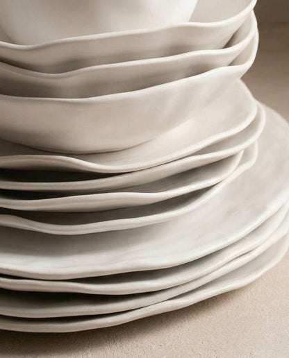 Set of 16 White stoneware ceramic Dinnerware — Pure Collection