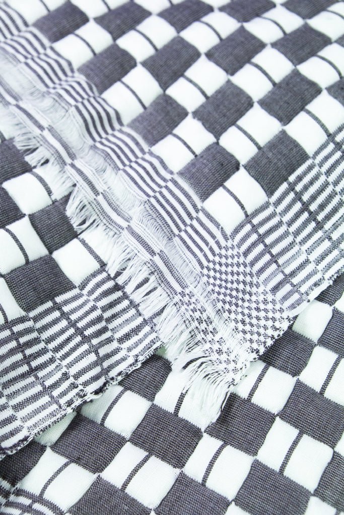 Quilted Sujani Throw Blanket - Soft Black & White - mosswell.us