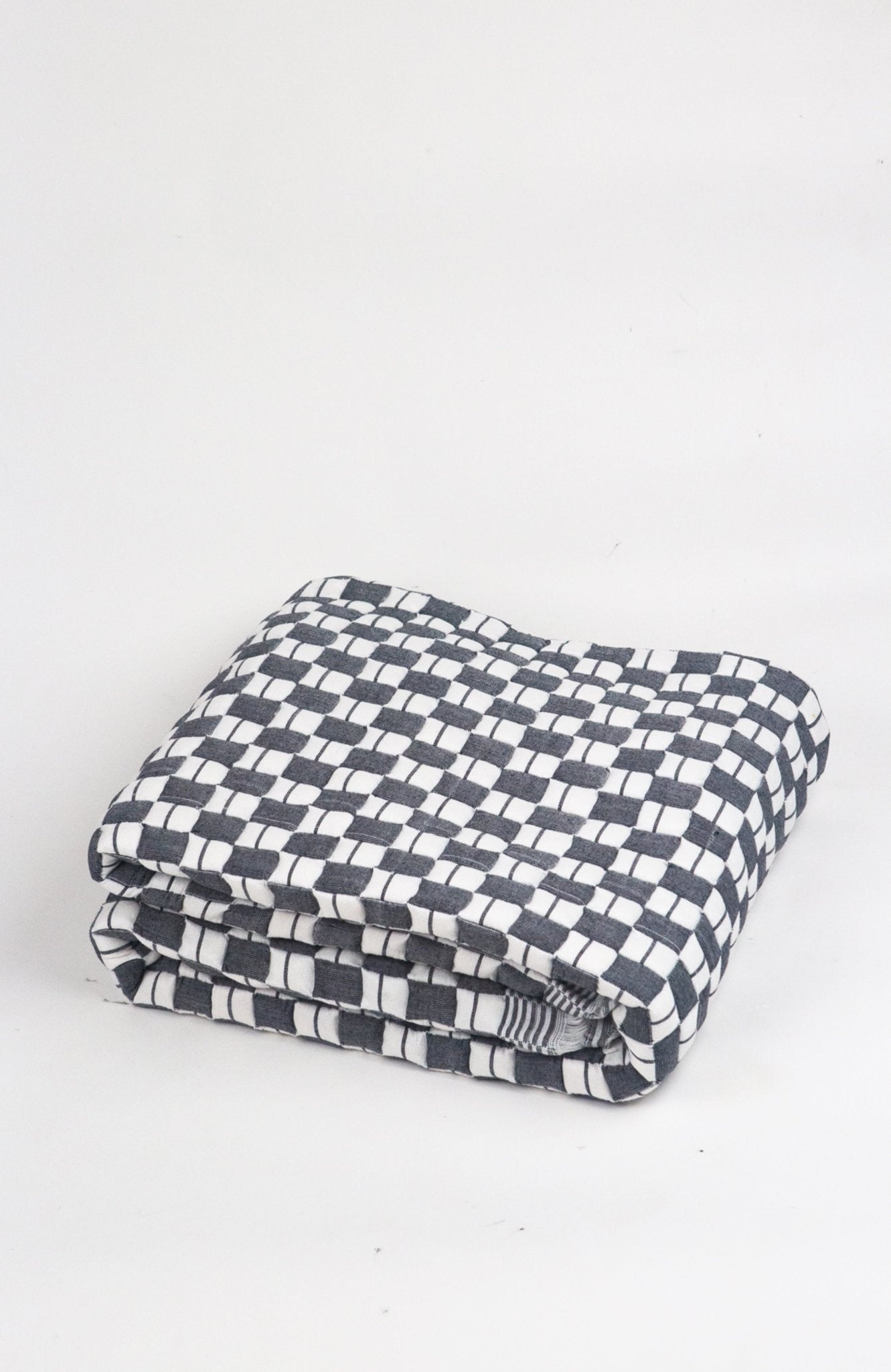 Quilted Sujani Throw Blanket - Soft Black & White - mosswell.us