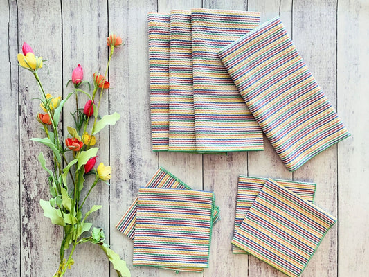 Rainbow Seersucker Cloth Napkins, set of four - mosswell.us