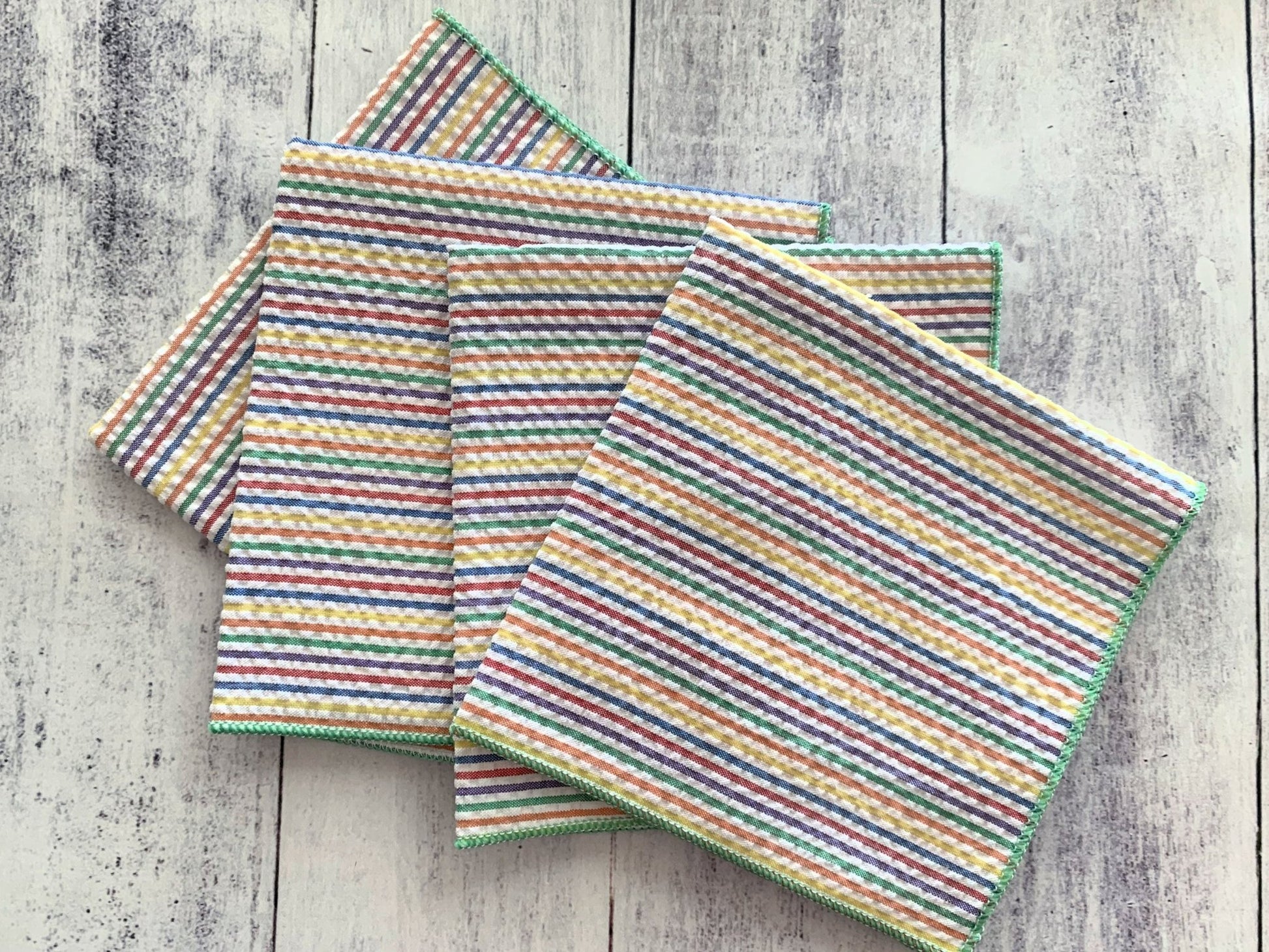 Rainbow Seersucker Cloth Napkins, set of four - mosswell.us