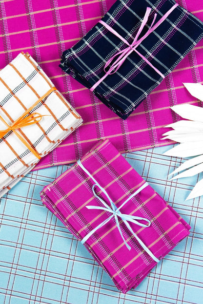 San Lucas Plaid Navy Cocktail Napkins Set of 4 - mosswell.us