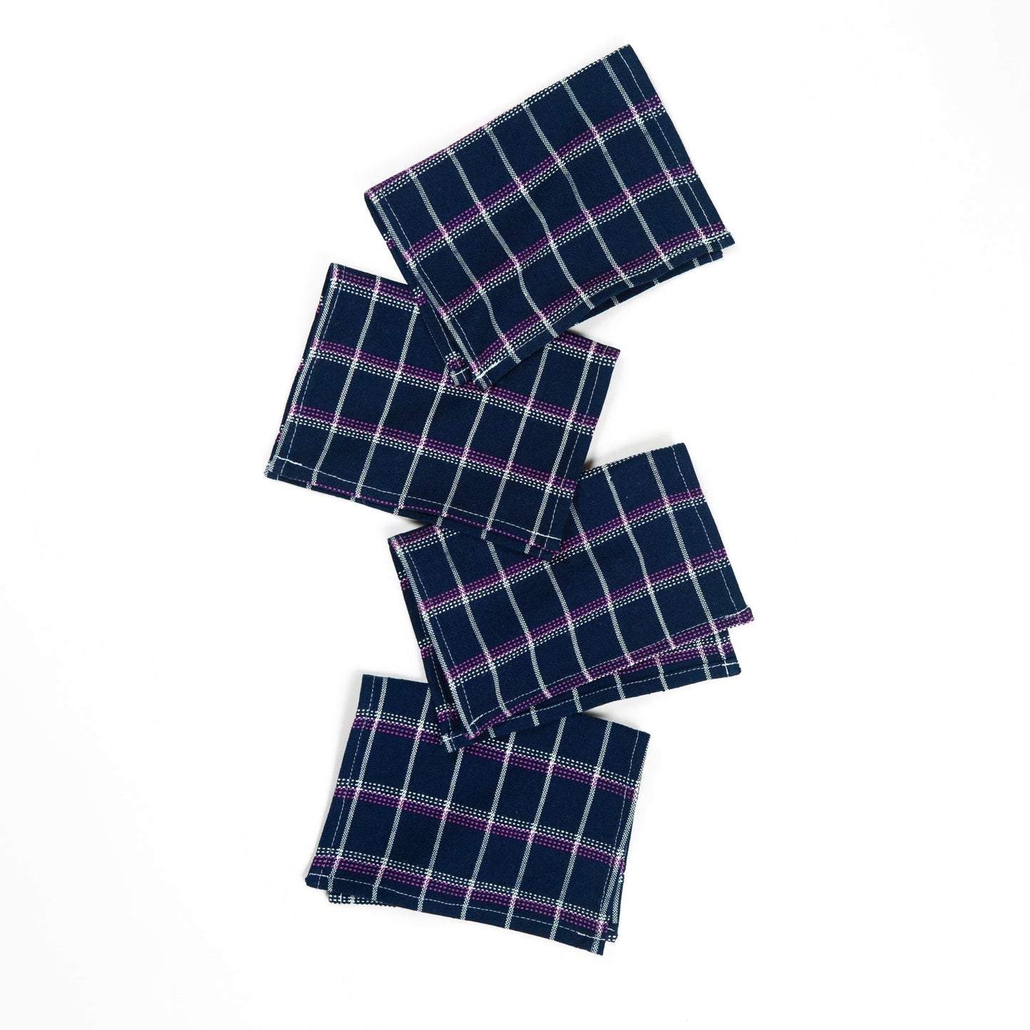 San Lucas Plaid Navy Cocktail Napkins Set of 4 - mosswell.us