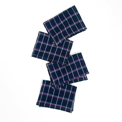 San Lucas Plaid Navy Cocktail Napkins Set of 4 - mosswell.us