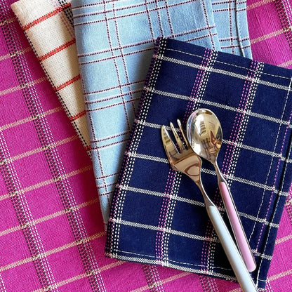 San Lucas Plaid Navy Cocktail Napkins Set of 4 - mosswell.us