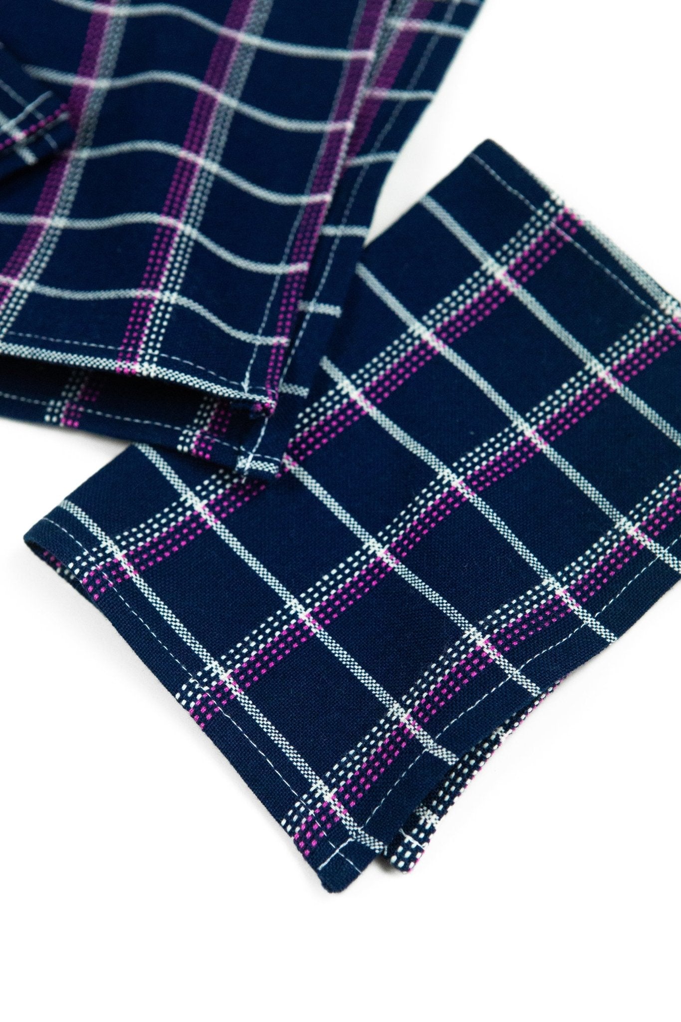 San Lucas Plaid Navy Cocktail Napkins Set of 4 - mosswell.us
