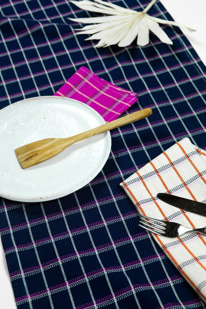 San Lucas Plaid Navy Table Runner - mosswell.us