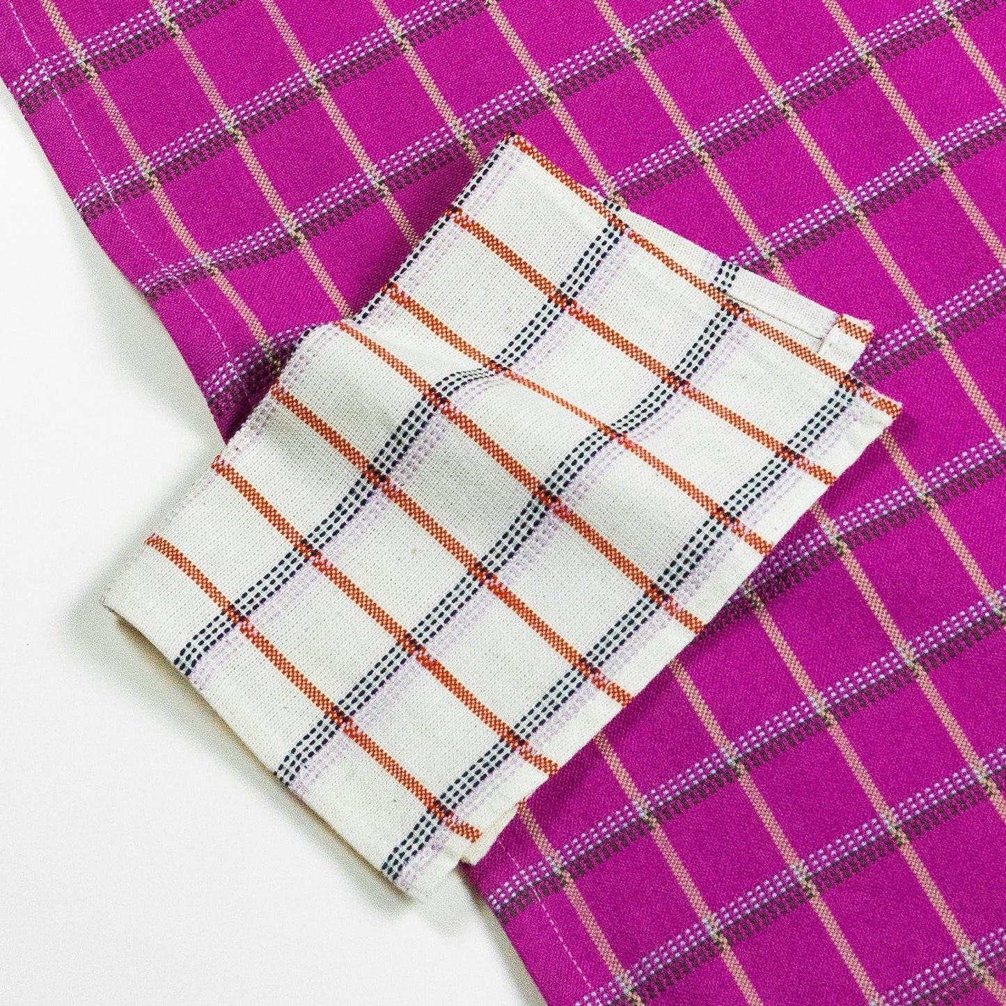 San Lucas Plaid White & Orange Cocktail Napkins Set of 4 - mosswell.us