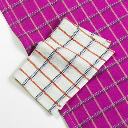 San Lucas Plaid White & Orange Cocktail Napkins Set of 4 - mosswell.us