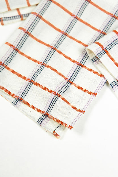 San Lucas Plaid White & Orange Cocktail Napkins Set of 4 - mosswell.us