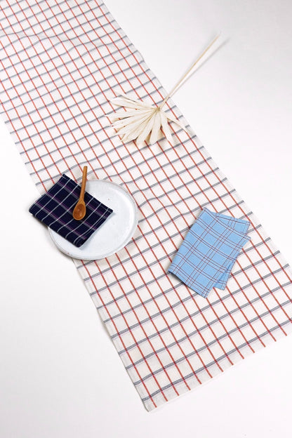 San Lucas Plaid White & Orange Table Runner - mosswell.us