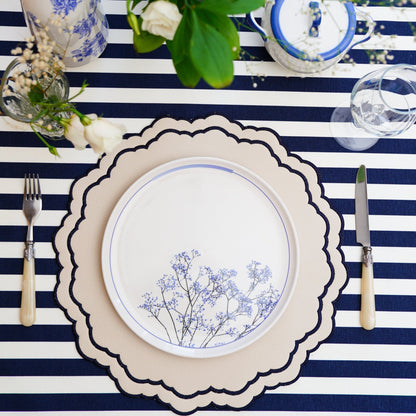 SCARLET WHITE NAVY BLUE ROUND FAUX LEATHER PLACEMAT - mosswell.us