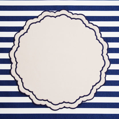 SCARLET WHITE NAVY BLUE ROUND FAUX LEATHER PLACEMAT - mosswell.us