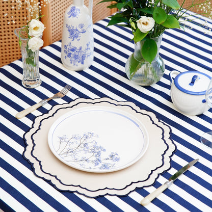 SCARLET WHITE NAVY BLUE ROUND FAUX LEATHER PLACEMAT - mosswell.us