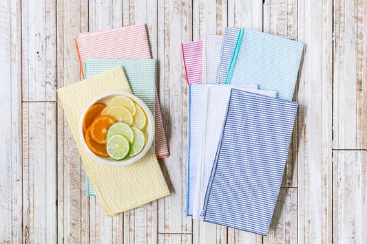Seersucker Cloth Napkins - Vibrant, Easy - Care - set of eight - mosswell.us