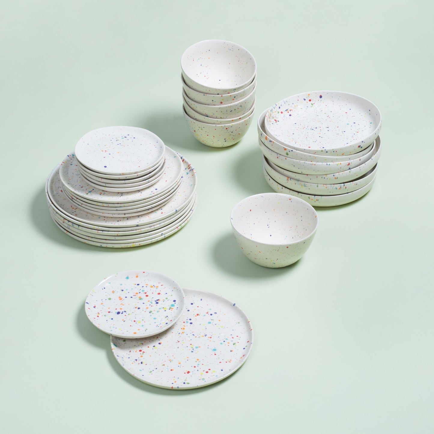 Set of 30 White stoneware ceramic Dinnerware — Party Collection - mosswell.us