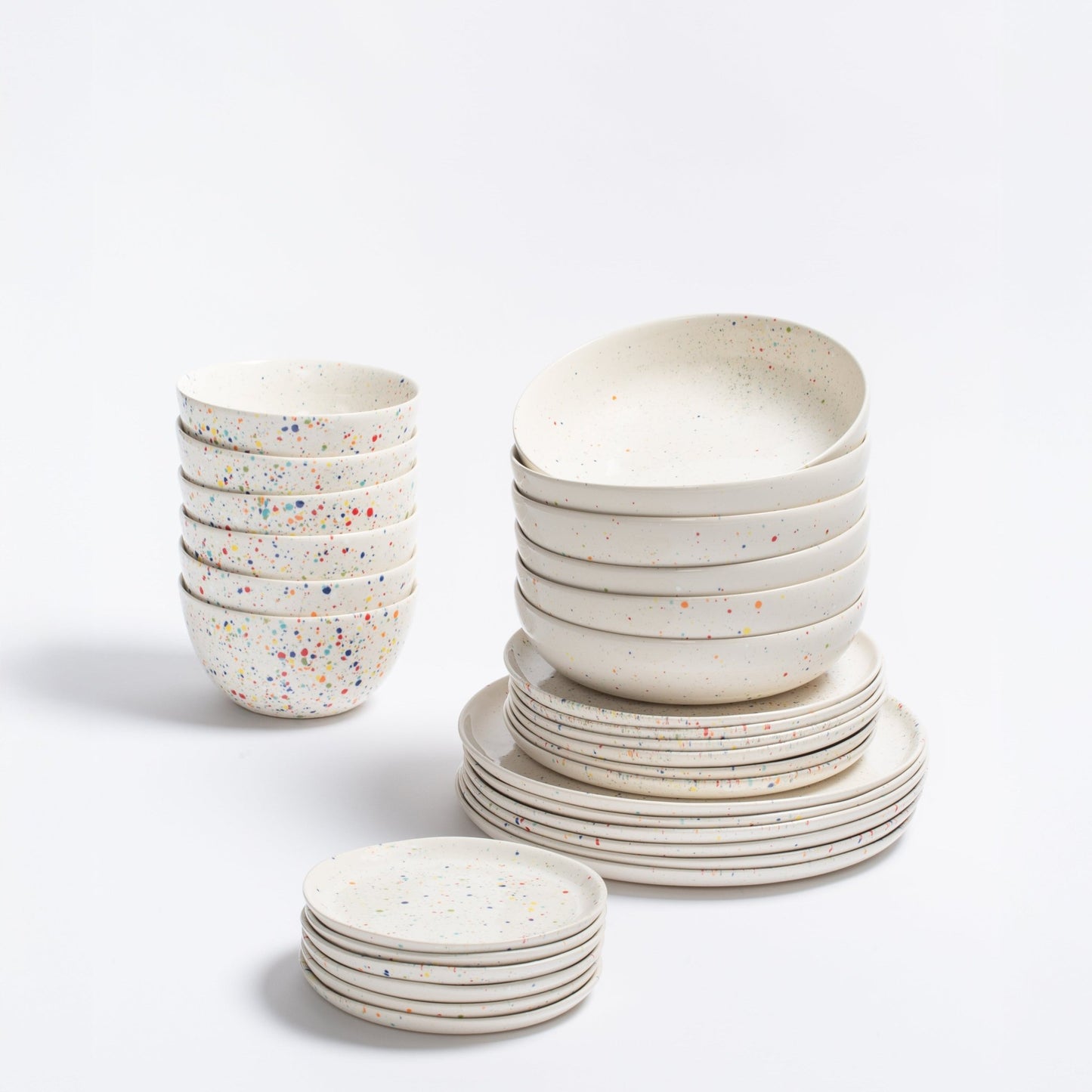 Set of 30 White stoneware ceramic Dinnerware — Party Collection - mosswell.us