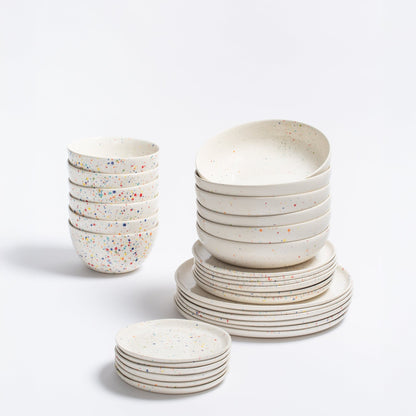 Set of 30 White stoneware ceramic Dinnerware — Party Collection - mosswell.us