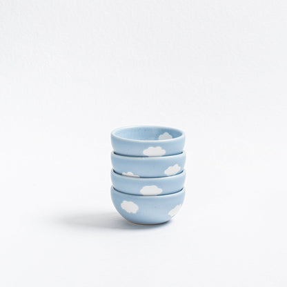 Set of 4 Blue Mini Bowl 4" stoneware ceramic — Cloud Collection - mosswell.us