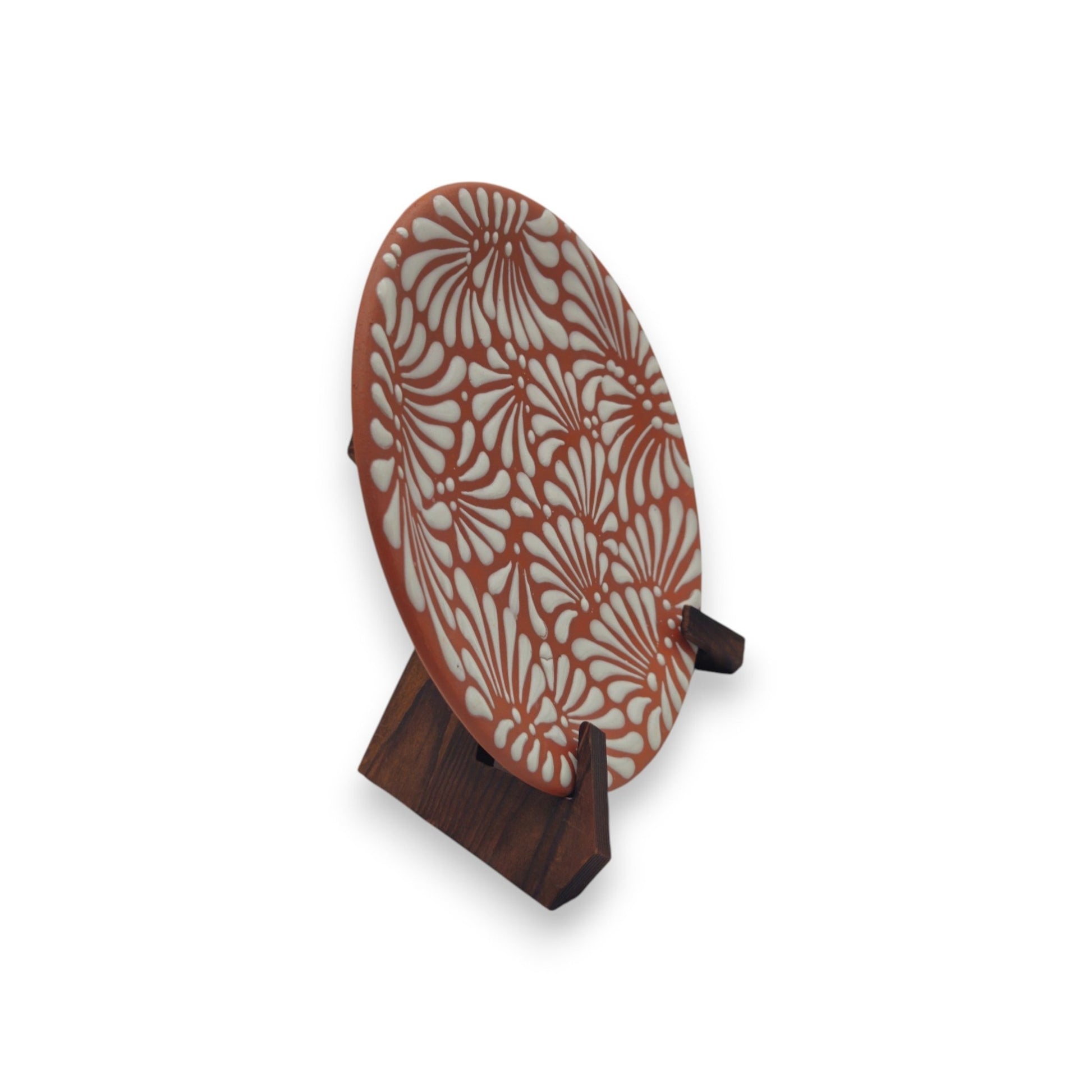 Set of 4 Brown & White Talavera Wall Plates | 10" Decorative Display - Cat Rodeo