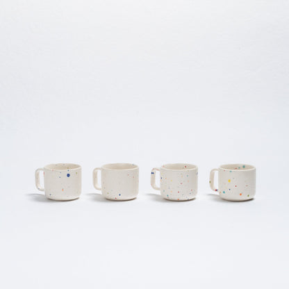 Set of 4 White Espresso Mugs stoneware ceramic — Breeze Party Out - mosswell.us
