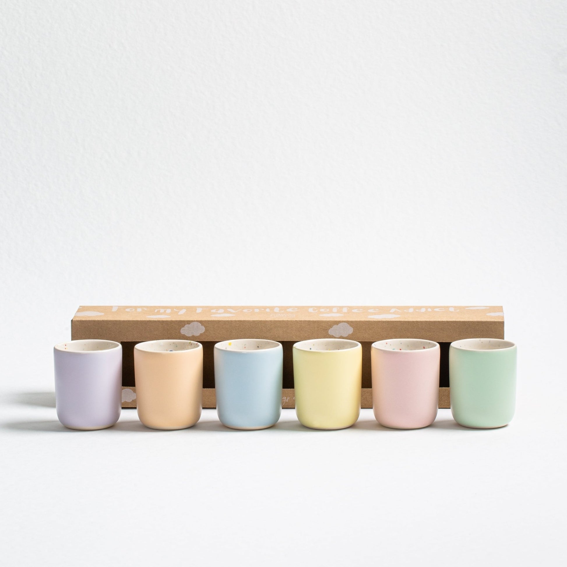 Set of 6 Espresso Cups /Egg Cups stoneware ceramic — Breeze Party In Collection - mosswell.us
