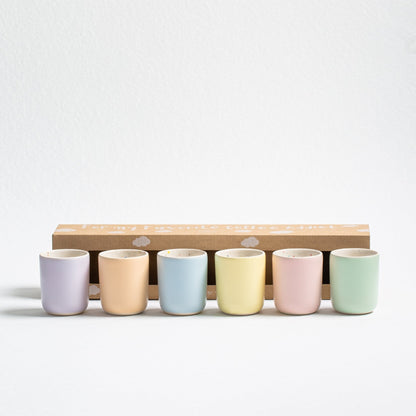 Set of 6 Espresso Cups /Egg Cups stoneware ceramic — Breeze Party In Collection - mosswell.us