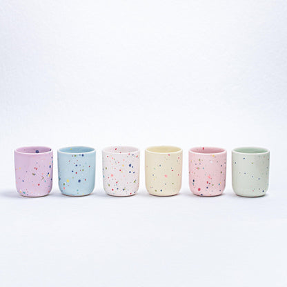 Set of 6 Espresso Cups /Egg Cups stoneware ceramic — Party Collection mix color - mosswell.us