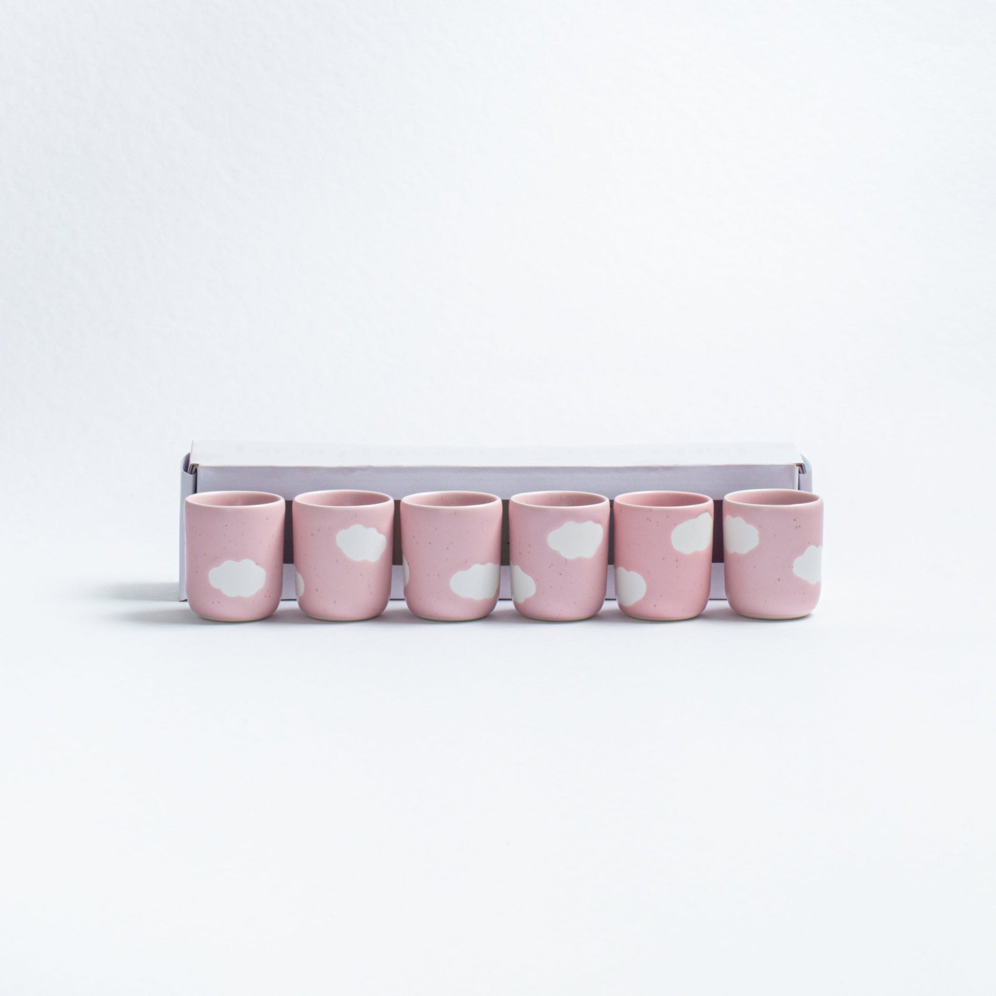 Set of 6 Espresso Cups stoneware ceramic — Pink Cloud Collection - mosswell.us