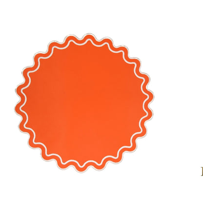 SOLACE ORANGE & WHITE SCALLOPED FAUX LEATHER PLACEMAT - mosswell.us
