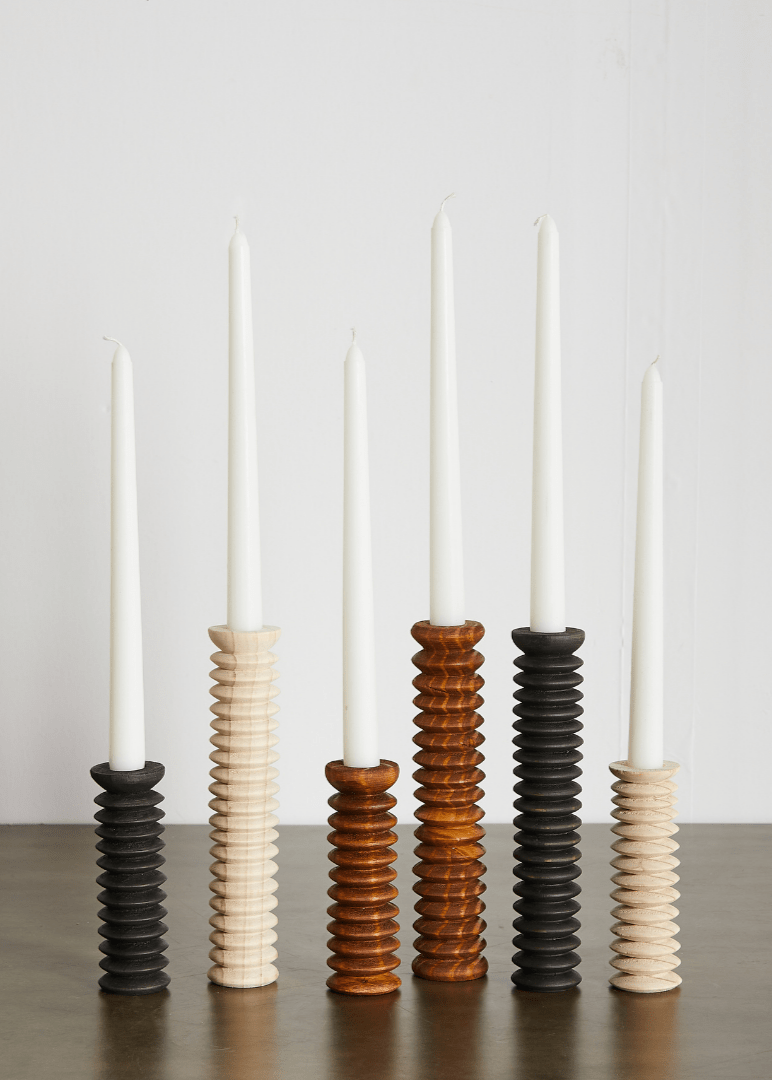 Spiral Pine Modern Wood Candle Candlestick Holder - mosswell.us
