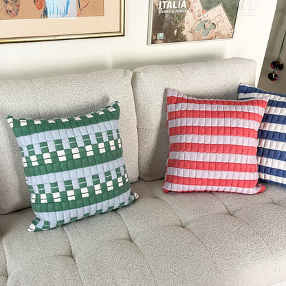Sujani Quilted Pillow — Baby Blue, White and Green - mosswell.us