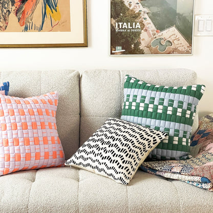 Sujani Quilted Pillow — Baby Blue, White and Green - mosswell.us