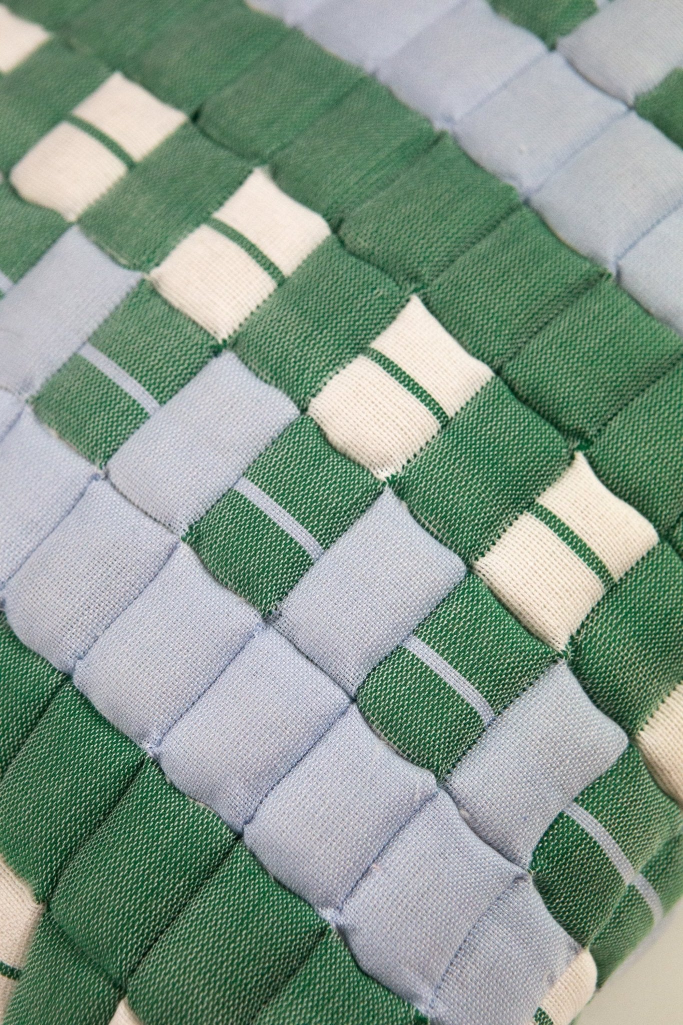 Sujani Quilted Pillow — Baby Blue, White and Green - mosswell.us