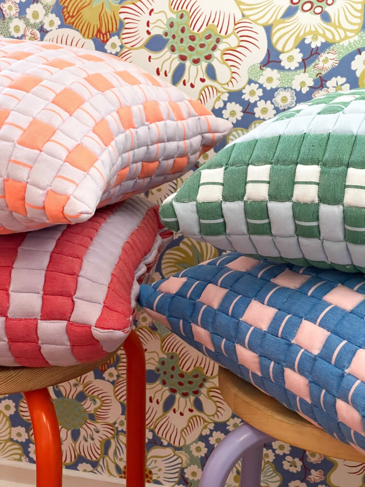 Sujani Quilted Pillow — Baby Blue, White and Green - mosswell.us