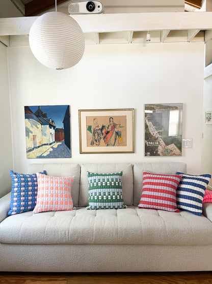 Sujani Quilted Pillow — Pastel Lilac and Neon Orange - mosswell.us