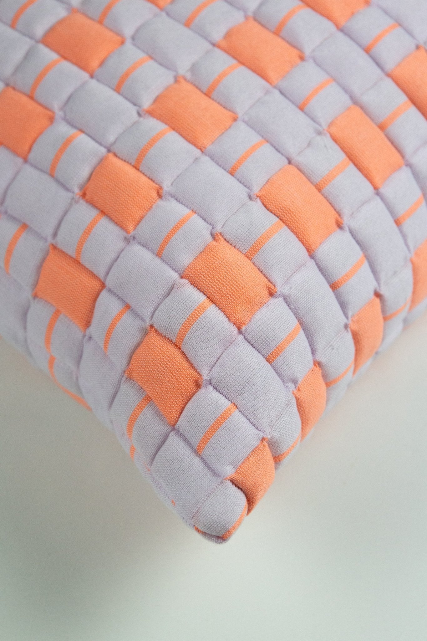 Sujani Quilted Pillow — Pastel Lilac and Neon Orange - mosswell.us