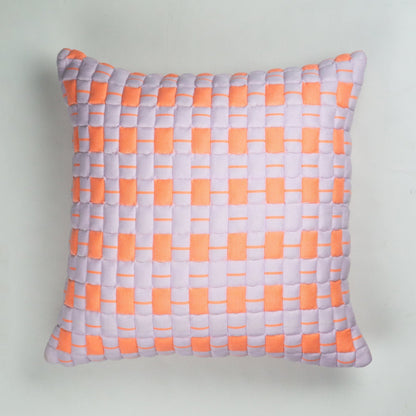 Sujani Quilted Pillow — Pastel Lilac and Neon Orange - mosswell.us