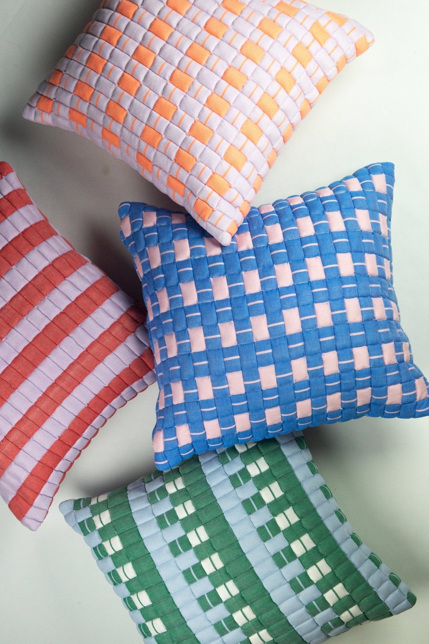 Sujani Quilted Pillow — Pastel Lilac and Neon Orange - mosswell.us