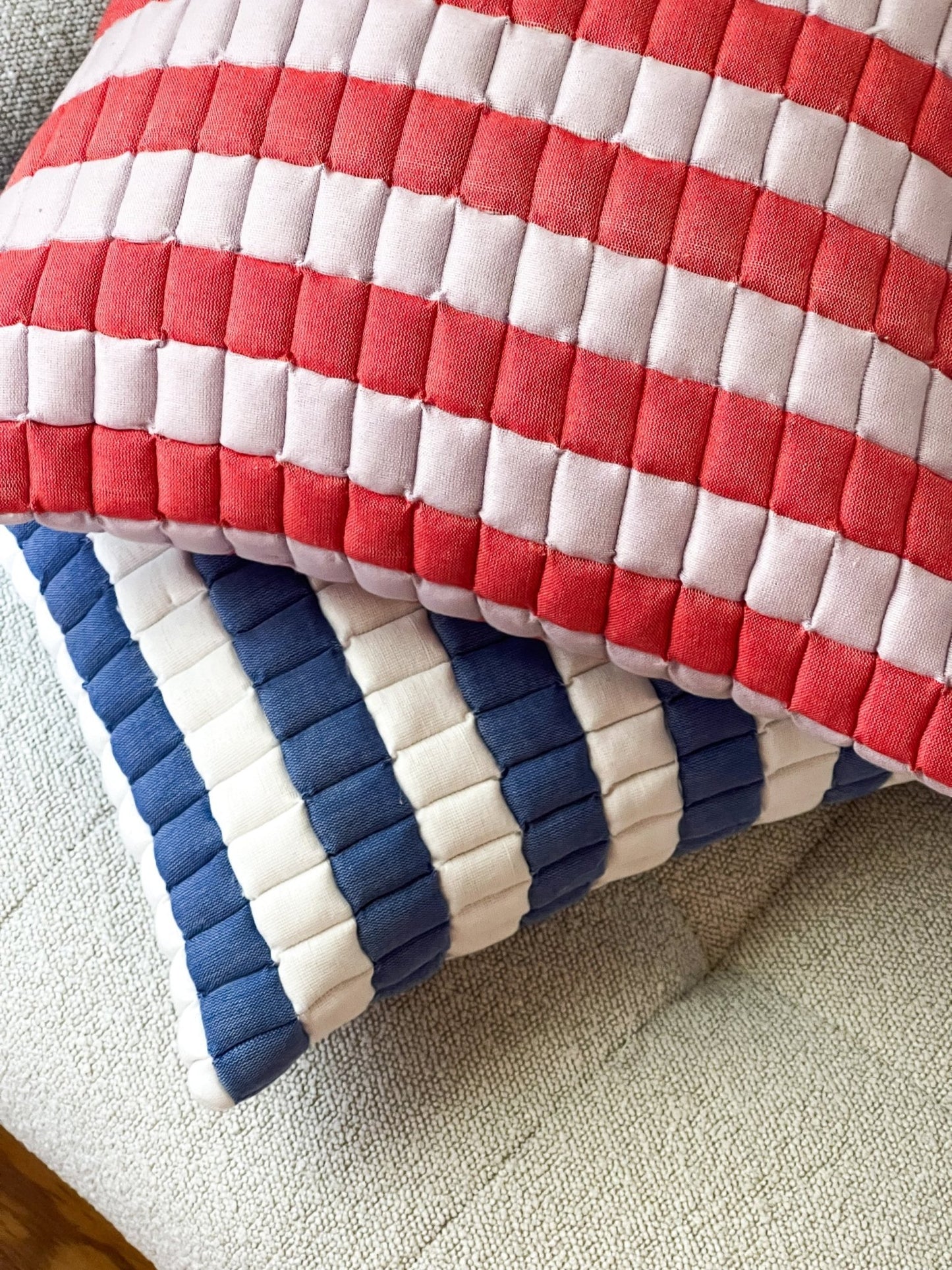 Sujani Quilted Pillow — Soft Lilac and Red - mosswell.us