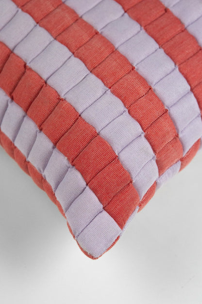 Sujani Quilted Pillow — Soft Lilac and Red - mosswell.us